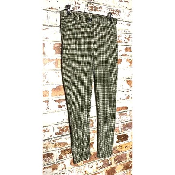 Free People High Waist Plaid Bareback Cotton Blend Stretch Skinny Pants - Picture 5 of 10